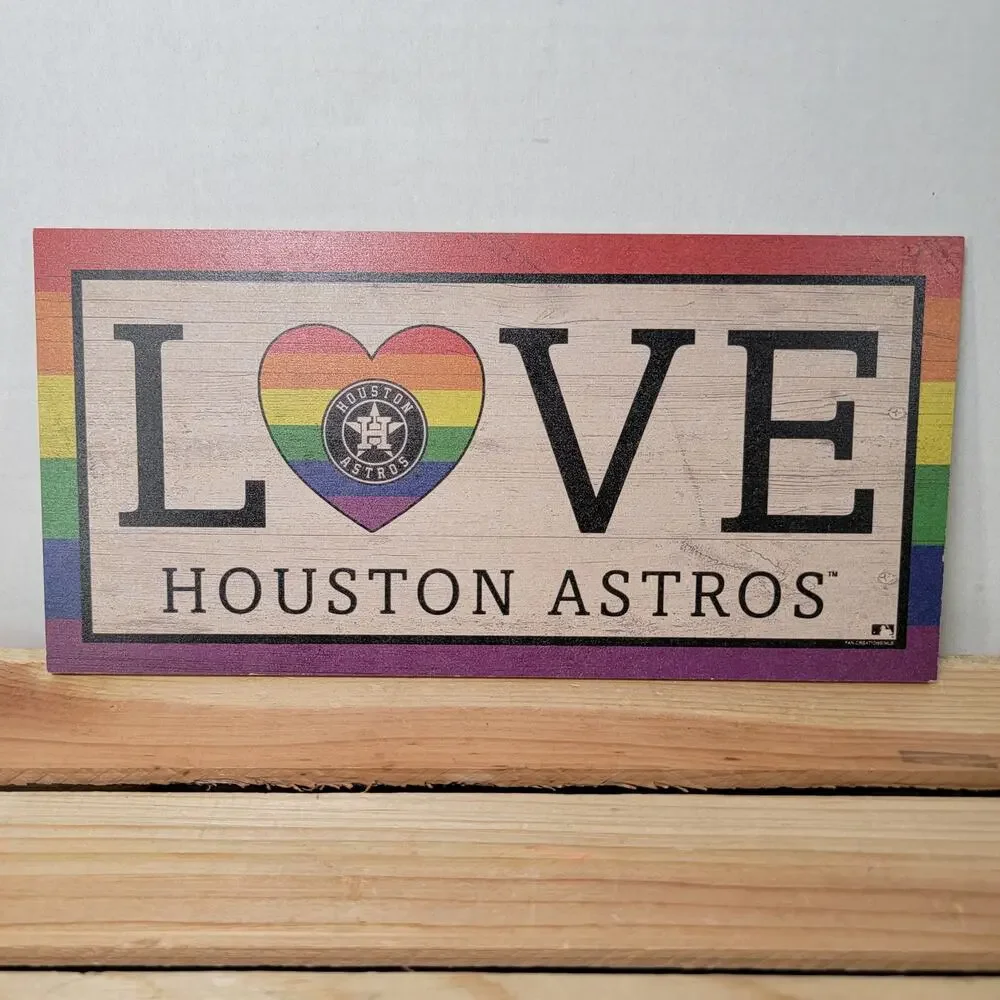 Houston Astros Love Pride Wooden Sign 6